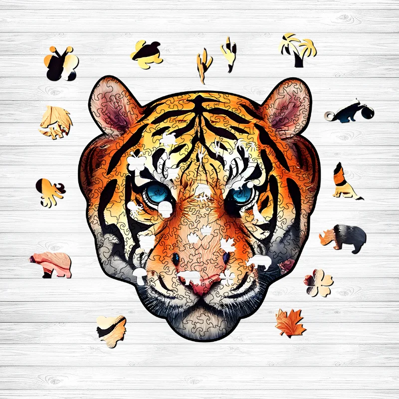 Jeffpuzzle™-Jeffpuzzle™Blazing Tiger Wooden Jigsaw Puzzle