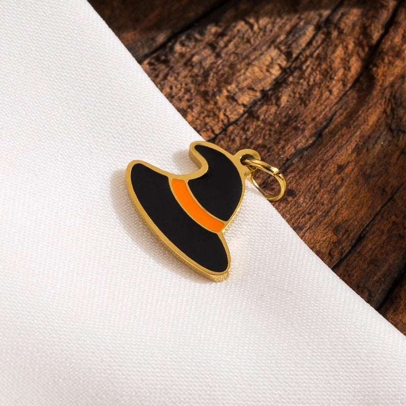 1 Piece 23*24mm Hole 3~3.9mm 304 Stainless Steel 14K Gold Plated Pumpkin Skull Ghost Polished Pendant Jewelry Accessories