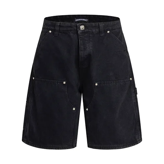 CHROME HEARTS カーゴショーツ 31 クロス 美品 ブラック Chrome Hearts クロムハーツ クロスパッチ カーゴショーツ 黒 シルバー