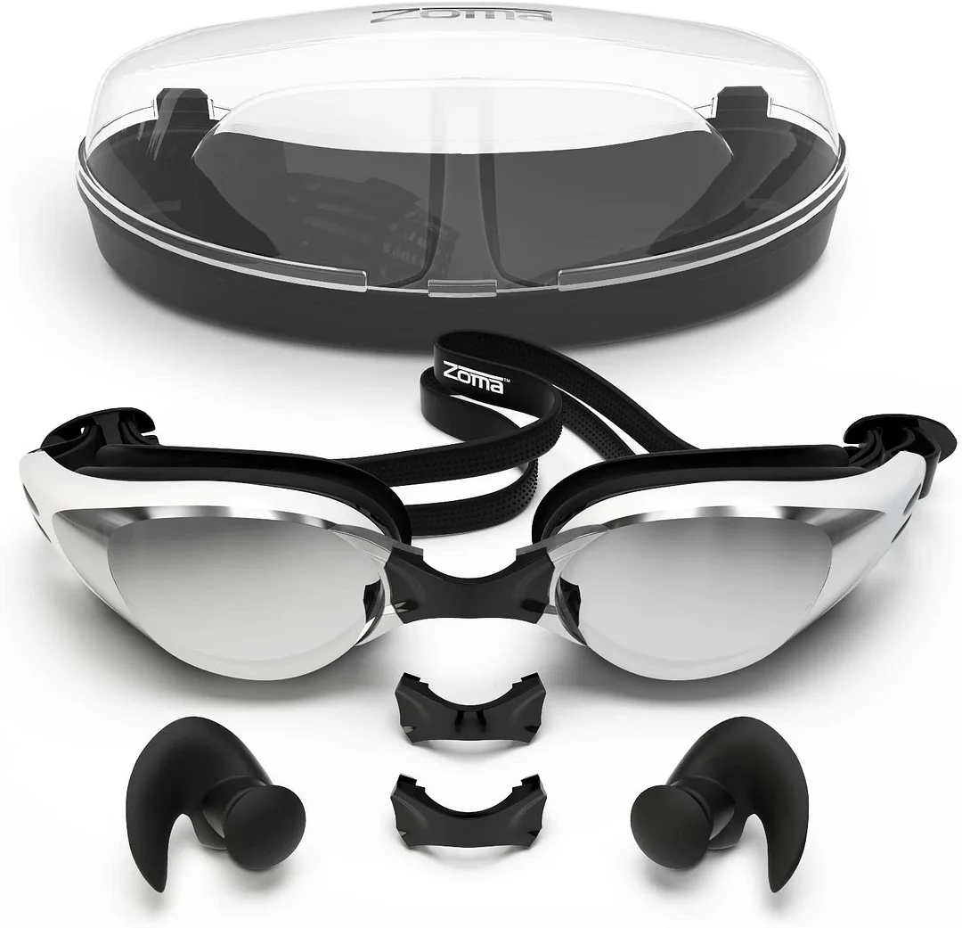 Swimming Goggles with Anti Fog Technology - 3 Piece Adjustable Nose Bridge for Perfect Comfortable Fit for Adults and Kids