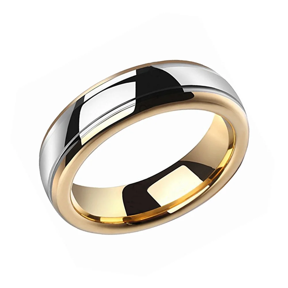 4MM 6MM 8MM 10MM Tungsten Carbide Gold Silver Dome Mens Blue Wedding Bands