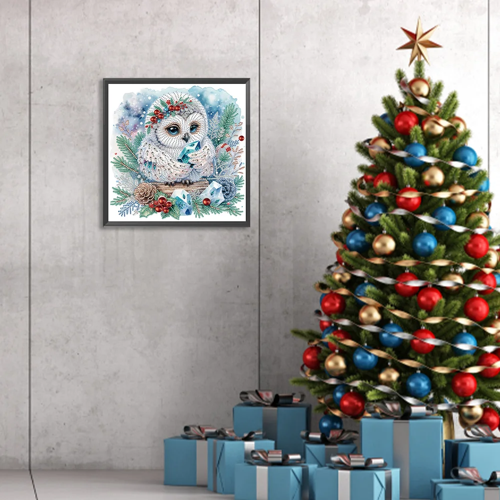 Diamond Painting - Partial Special Shaped Drill - Winter Owl(Canvas|30*30cm)