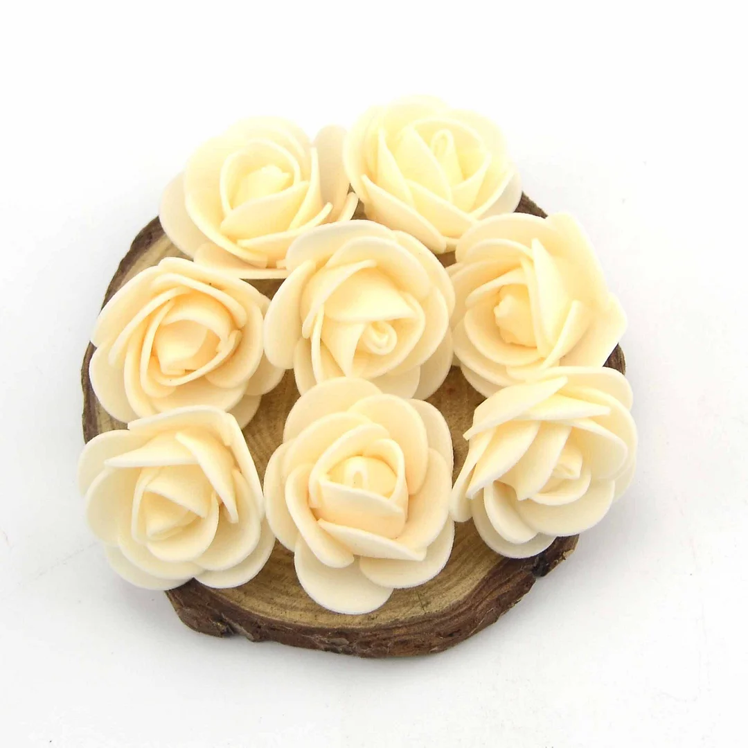 50PCS/Lot Artificial Mini PE Foam Rose Flower Head Handmade DIY Wedding Home Decoration DIY Scrapbooking Fake Flower Kiss Ball