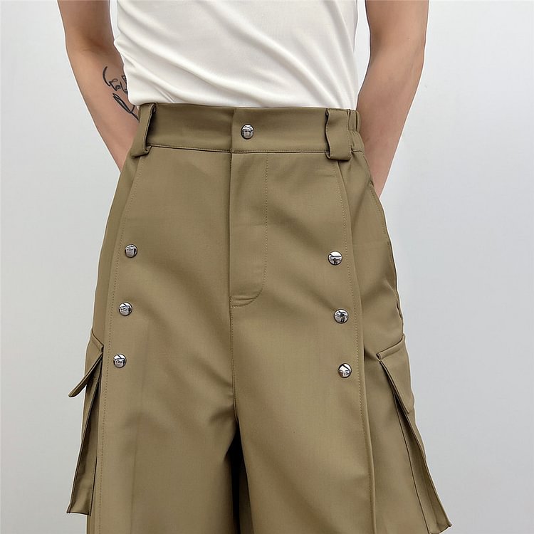 Dawfashion-New Solid Color High Waist Motorcycle Style Wide Leg Trousers-Yamamoto Diablo Clothing
