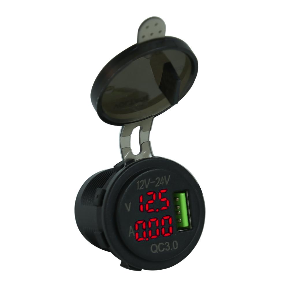 

3A QC 3.0 USB Car Charger Power Socket Adapter for Motorcycle Boat, Blue led, 501 Original