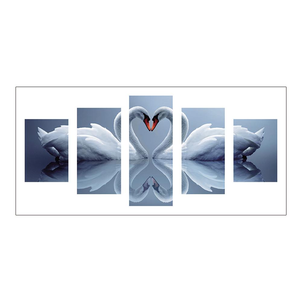 

95*45CM - Multi-picture Round Drill Diamond Painting - 5pcs Swan, 501 Original