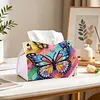 Diamond Art Painting Tissue Box Cover Wear Resist Decorative Paper Napkin Dispenser Multifunction Rhinestone PU Tissue Holder Kit for Adults Home Office Gift (Rainbow Butterfly)