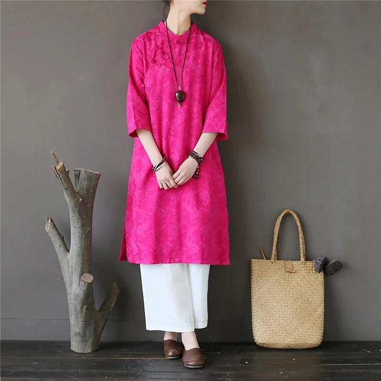 Modern bracelet sleeved Cotton summer clothes Sleeve rose Dress