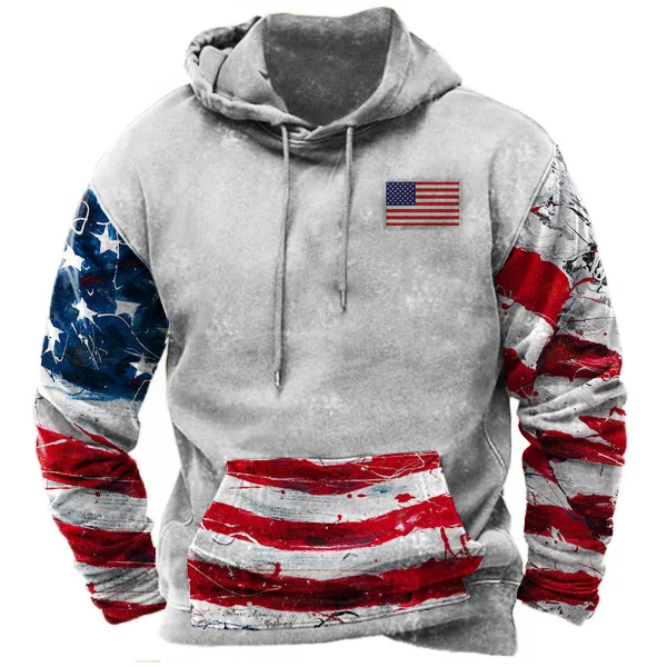 Men's Pocket American Flag Hoodie