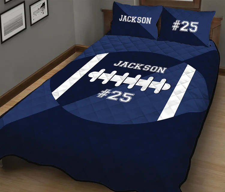 Personalized Blue Football Bedroom Bedding Set for Comfort & Unique | BedKid25