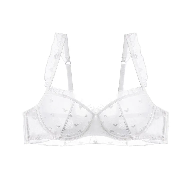 Churchf Pure Lingerie Women's Sense Of Summer Ultra-Thin Lace Underwear Large Chest Small Anti-Hanging Breathable Large-Size Bra