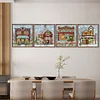 (4pcs) Christmas House - 14CT Stamped Cross Stitch 15*17cm(Brand)