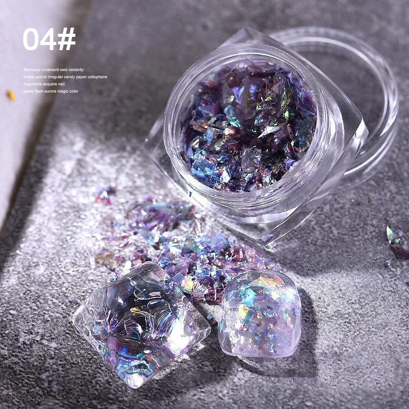 Aluminum Foil Sequins For Nails Gold Silver Irregular Glitter Flakes Mirror Chrome Powder Manicures Winter Decorations Tools