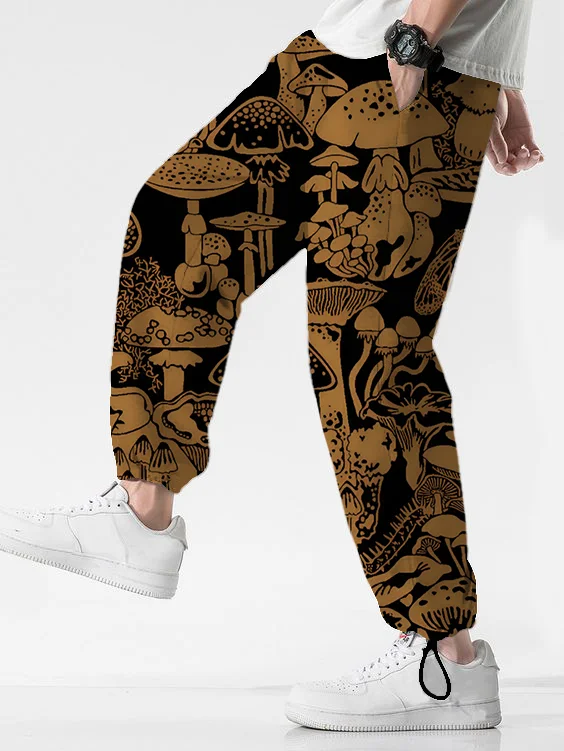 Men's Mushroom Species Drawing Pattern Print Casual Sweatpants