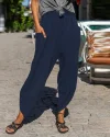 High Waist Solid Color Easy Trousers Long Pants