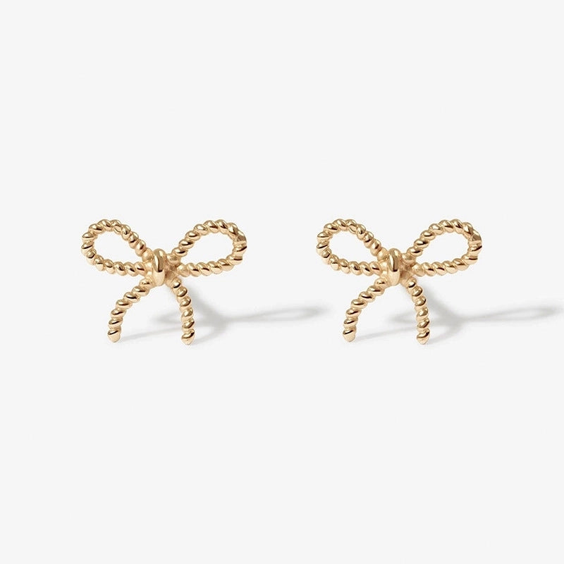 1 Pair 925 Sterling Silver 925 Sterling Silver Earrings Bow Knot Ear Studs