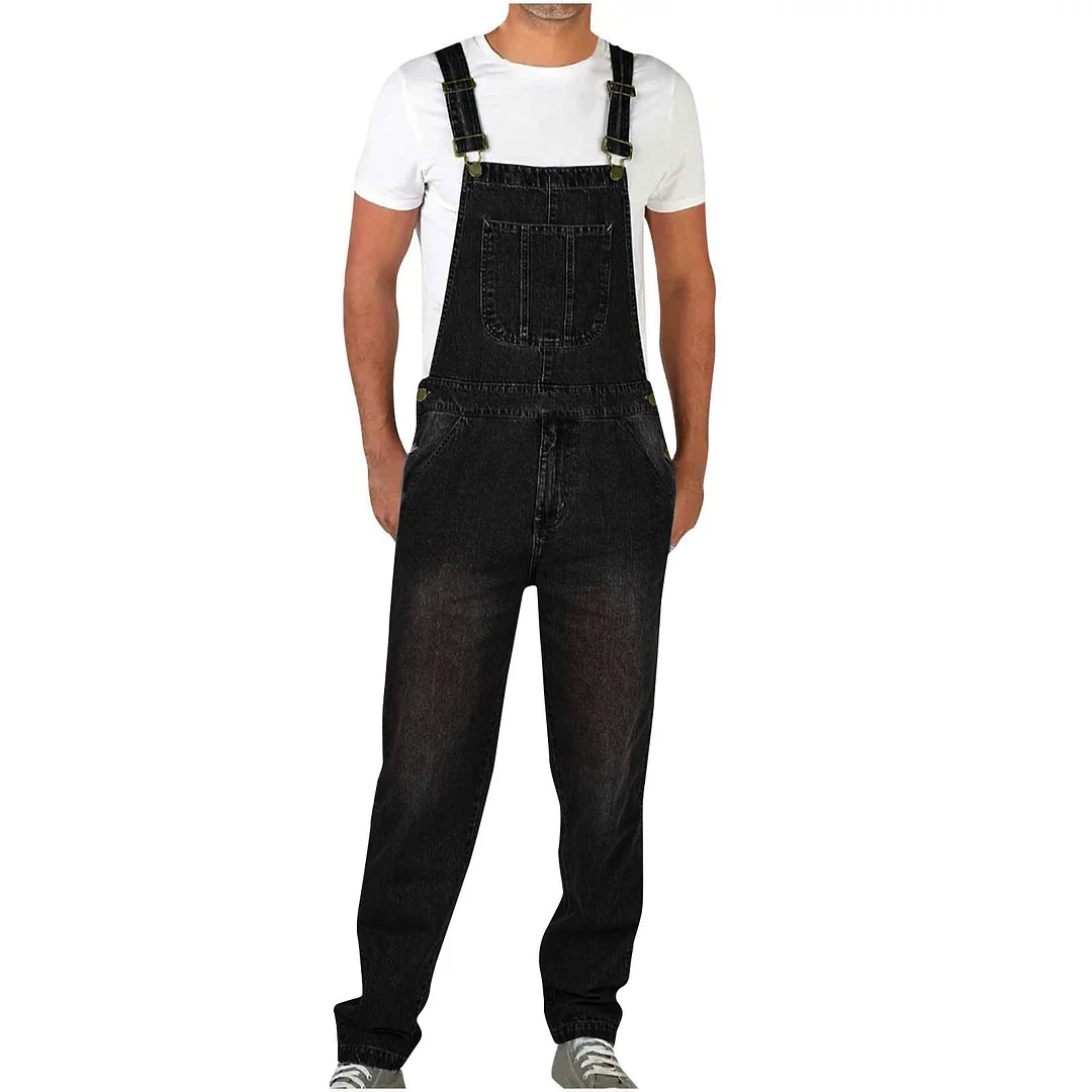 Toloer Retro Design Sense Jeans Overalls Men Straight Tube Loose Overalls Jumpsuit-Outfit Ideas