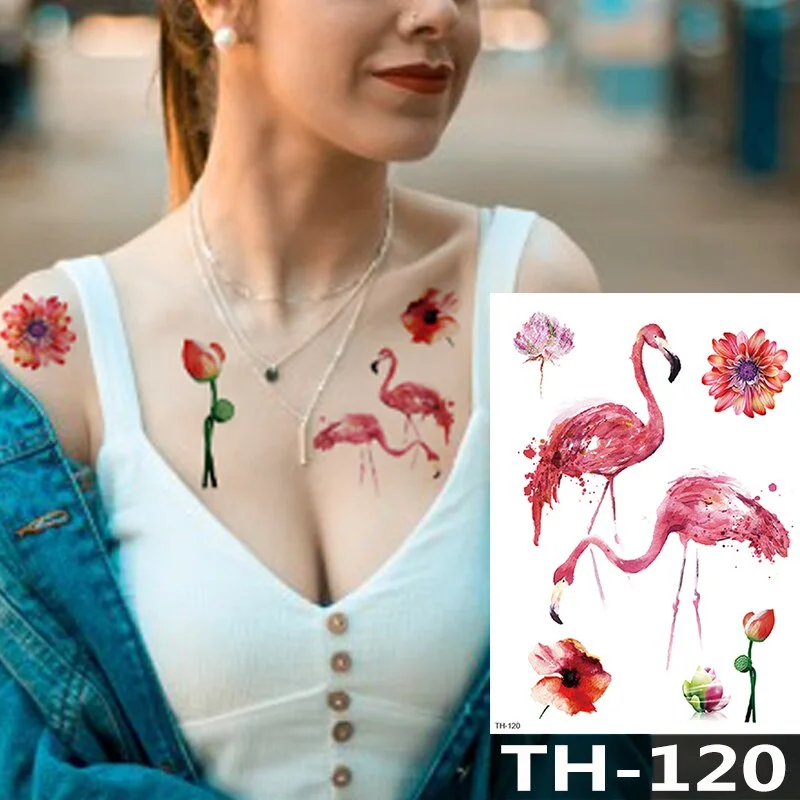 Waterproof Temporary Tattoo Sticker Flower Cute Cat Water Transfer Body Art Flash Fake Tatoo