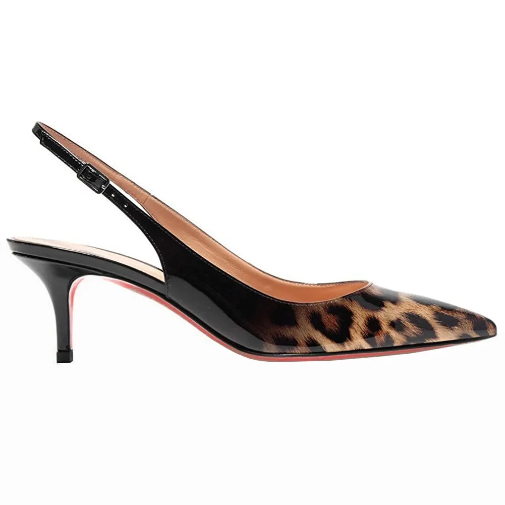 Women's Pointed Toe Slingback Shoes Kitten Heel Pumps Comfortable Dress Gradient Shoes-vocosishoes