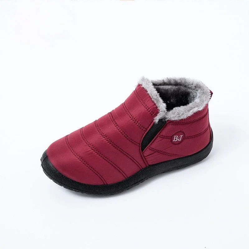 Women Boots Ultralight Winter Shoes Women Ankle Botas Mujer Waterpoor Snow Boots Female Slip On Flat Casual Shoes Plush Footwear