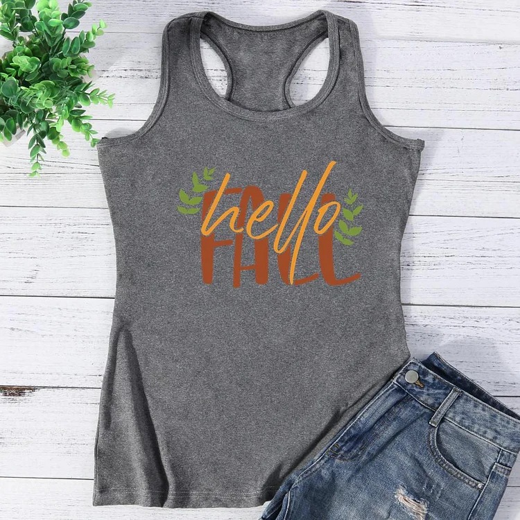 Hello Fall Happy Thanksgiving Vest Top-Annaletters