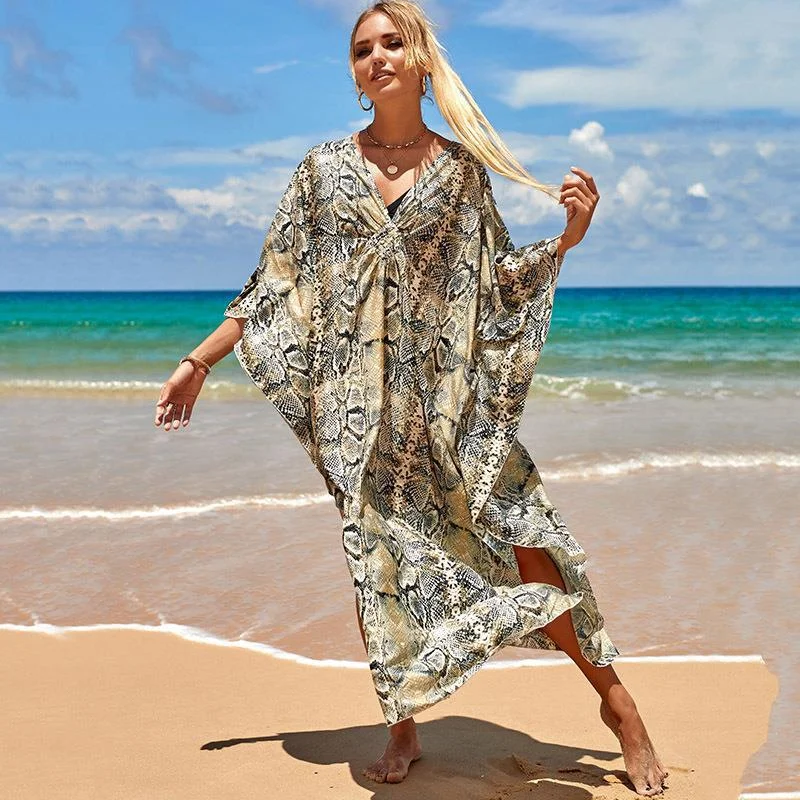 Uveng Uveng Robe Beach Coat Beach Vacation Sunscreen Long Dress Bikini Blouse Swimsuit Over A Woman