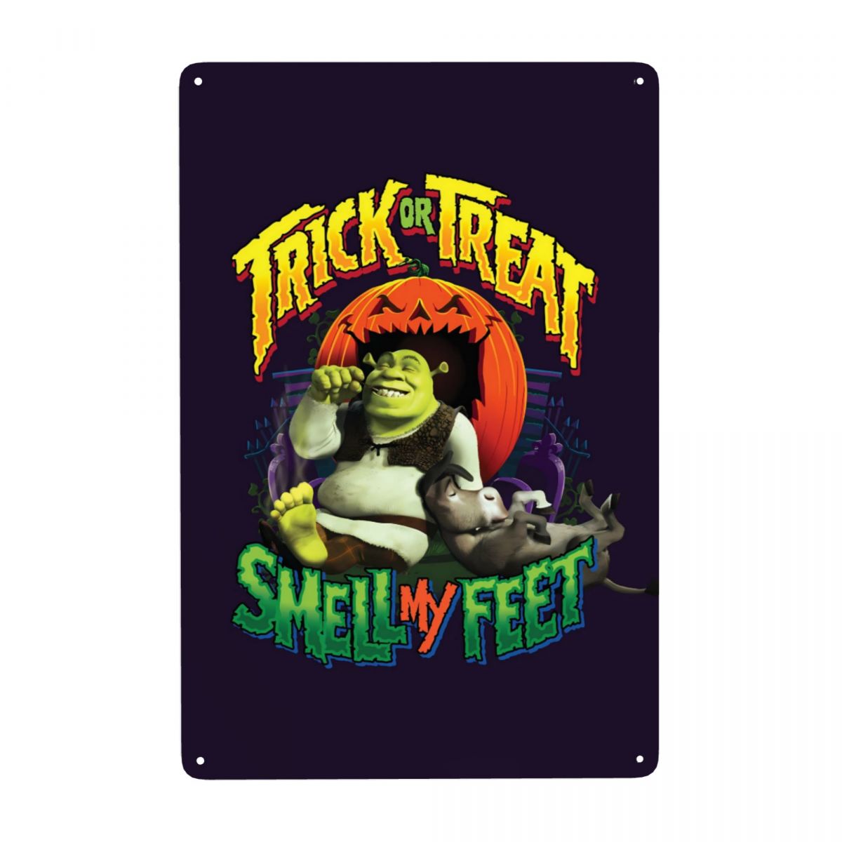 Halloween Shrek Smell My Feet Metal Tin Sign Wall Decoration 12x8 Inches
