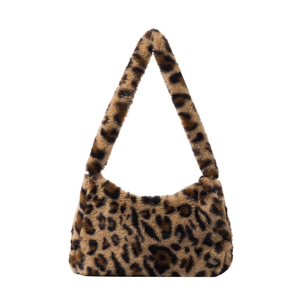 

Casual Animal Pattern Plush Underarm Tote Bag Women Shoulder Autumn Handbag, 501 Original