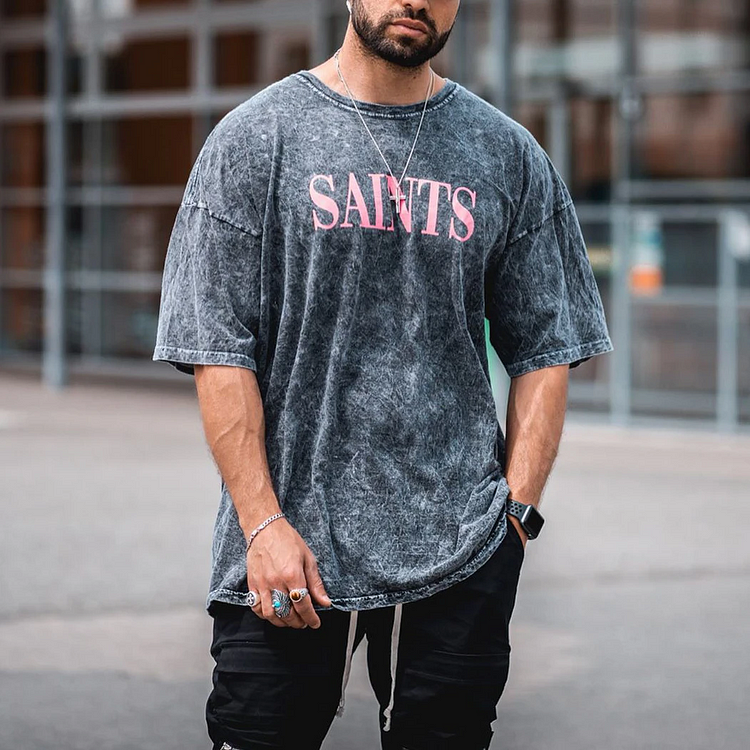 Simple letter printing casual t-shirt