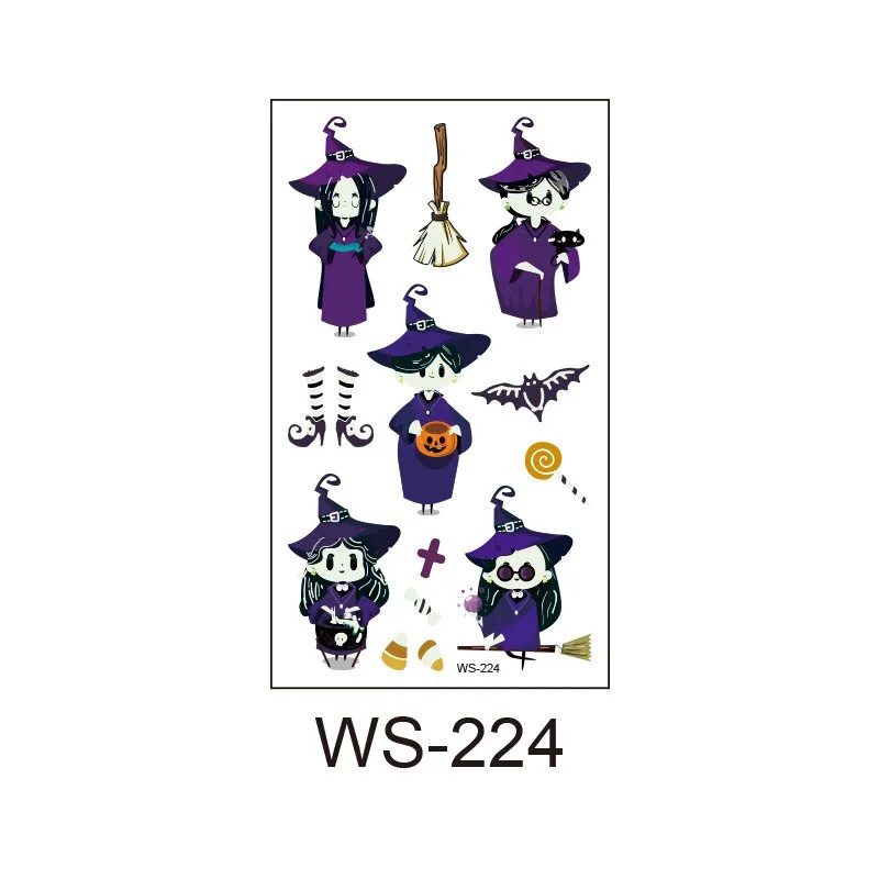 New Halloween tattoo stickers waterproof sweat fluorescent disposable tattoo stickers children cartoon face tattoo stickers