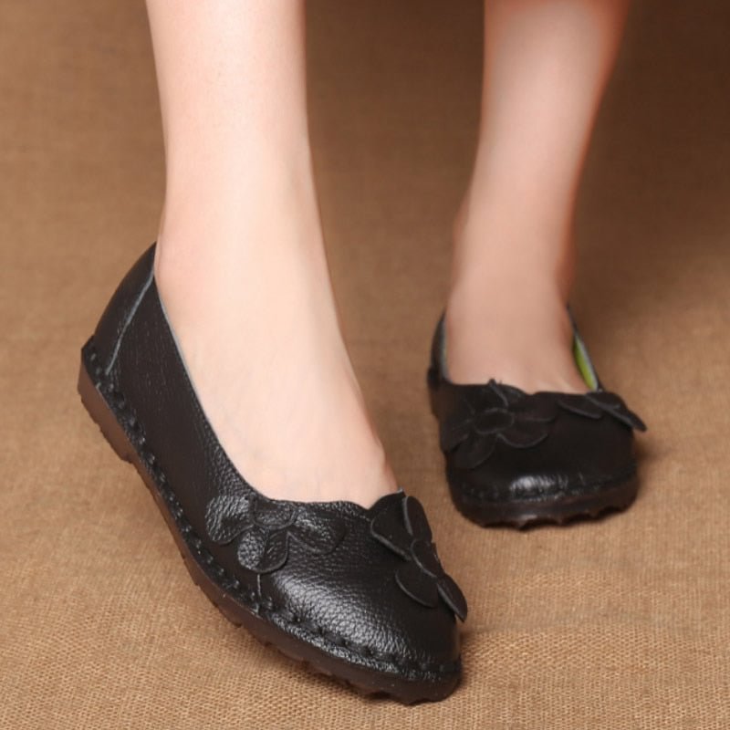 Retro Boho Shoes Women Genuine Leathe Loafers Ladies Luxury Flats Ethnic Style Dressy Shoes Women's Cowhide Leather Flat Shoes