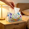 DIY Diamond Art Tissue Box Holder Flower Butterfly PU Leather Diamond Art Desktop Organizer Resin Rhinestone Storage Organizers Gem Art Home Office Decor Craft Gift
