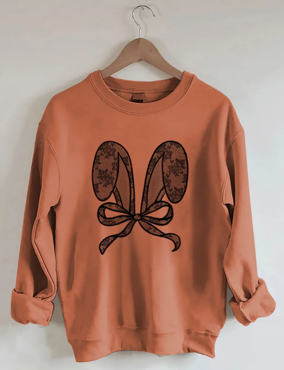 Bunny Ears With Bow Lace Sweatshirt