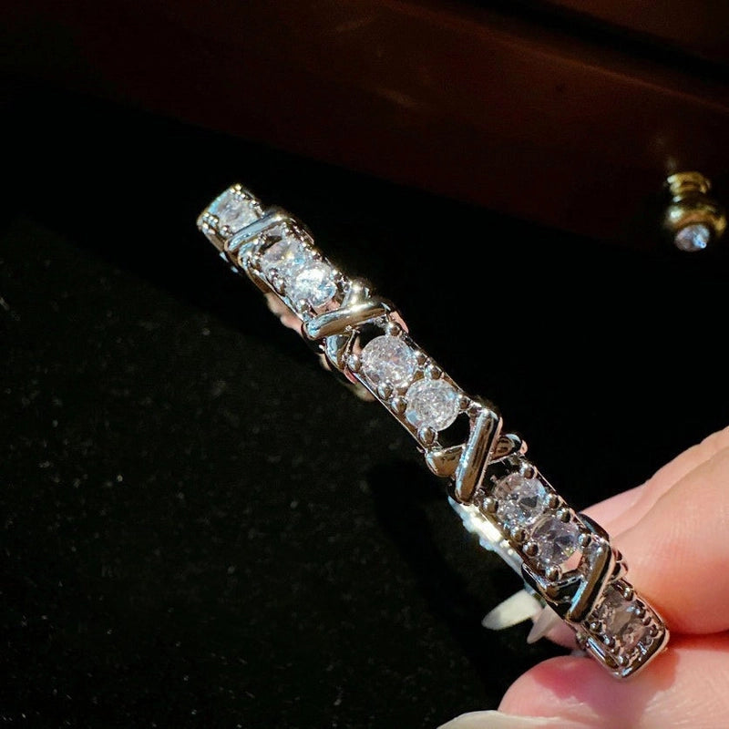 Copper Minimalist Classic Style Inlay Solid Color Zircon Rings Earrings Necklace