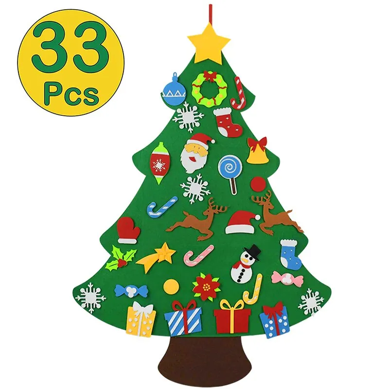 DIY Felt Christmas Tree New Year Kids Gift Toys Door Wall Hanging Ornaments Merry Christmas Decorations For Home Navidad 2021
