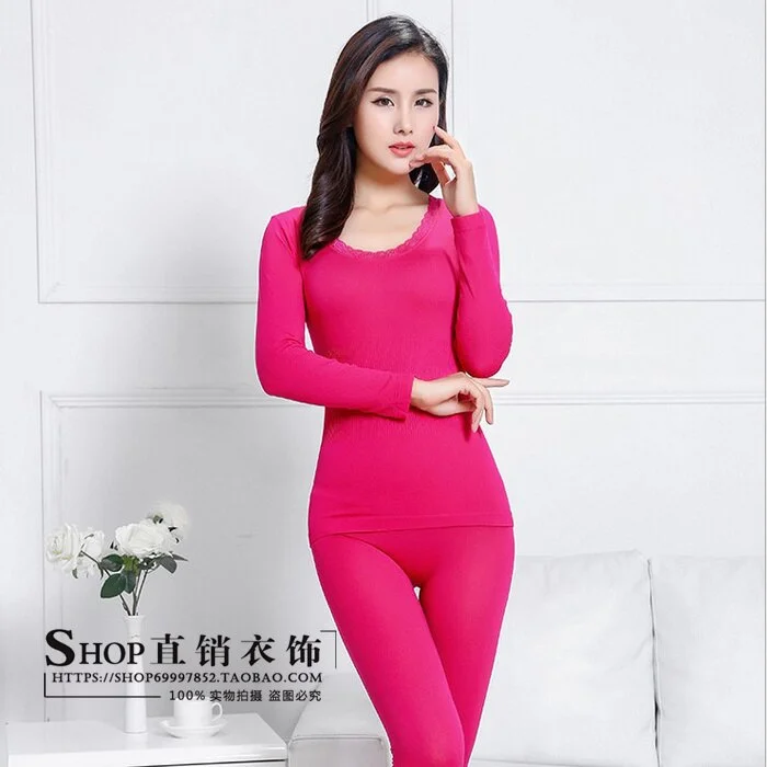 Thermal Underwear Women O-Neck Lace Thin Soft Warm Simple Abdomen Slim Tight Womens All-match Solid Breathable Cotton Trendy