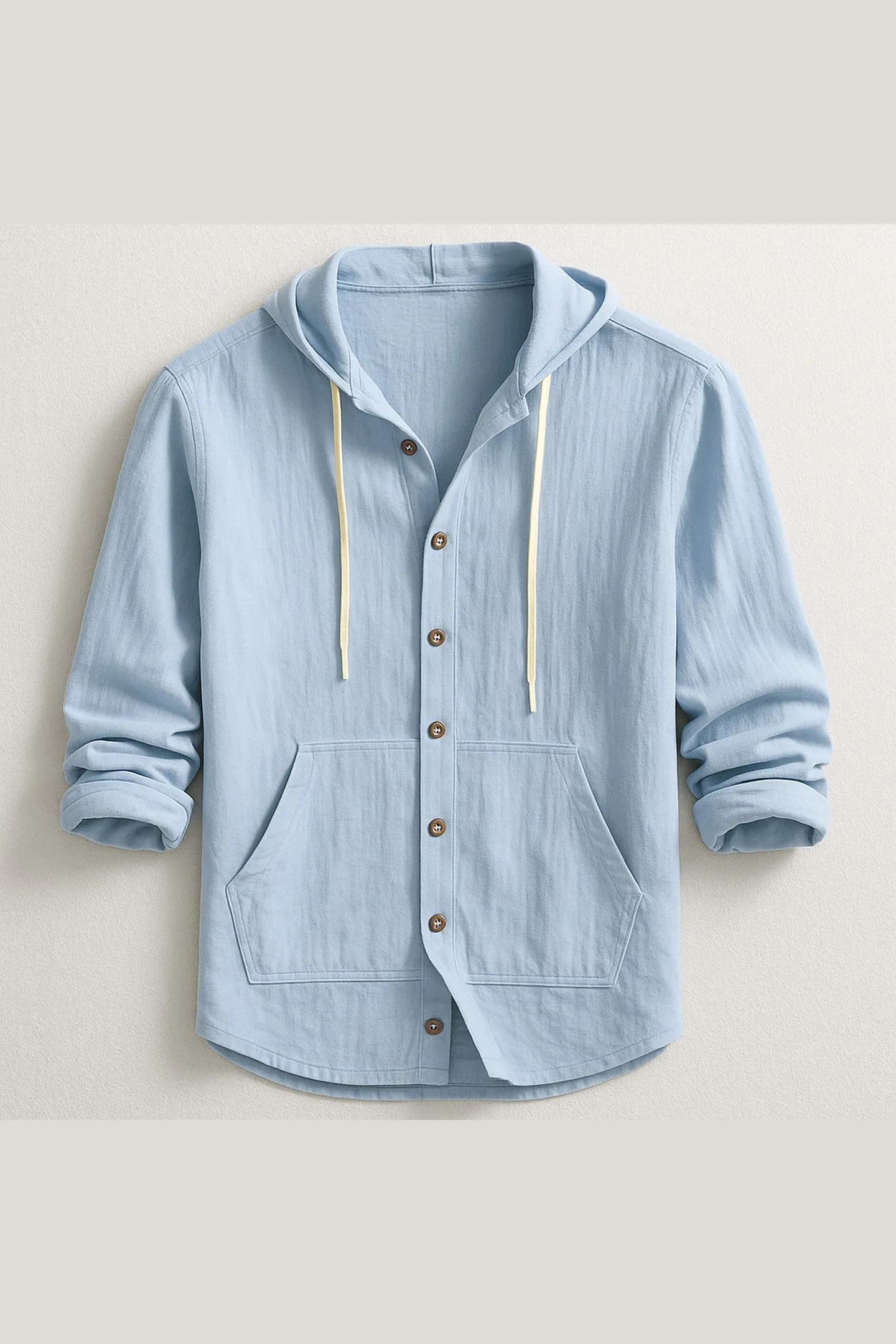 Men's Cotton-Linen Hooded Shirt &ndash; Relaxed Button-Up Layer