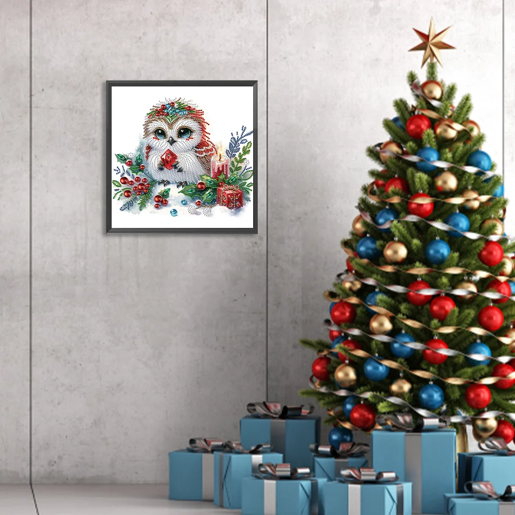 Diamond Painting - Partial Special Shaped Drill - Winter Owl(Canvas|30*30cm)