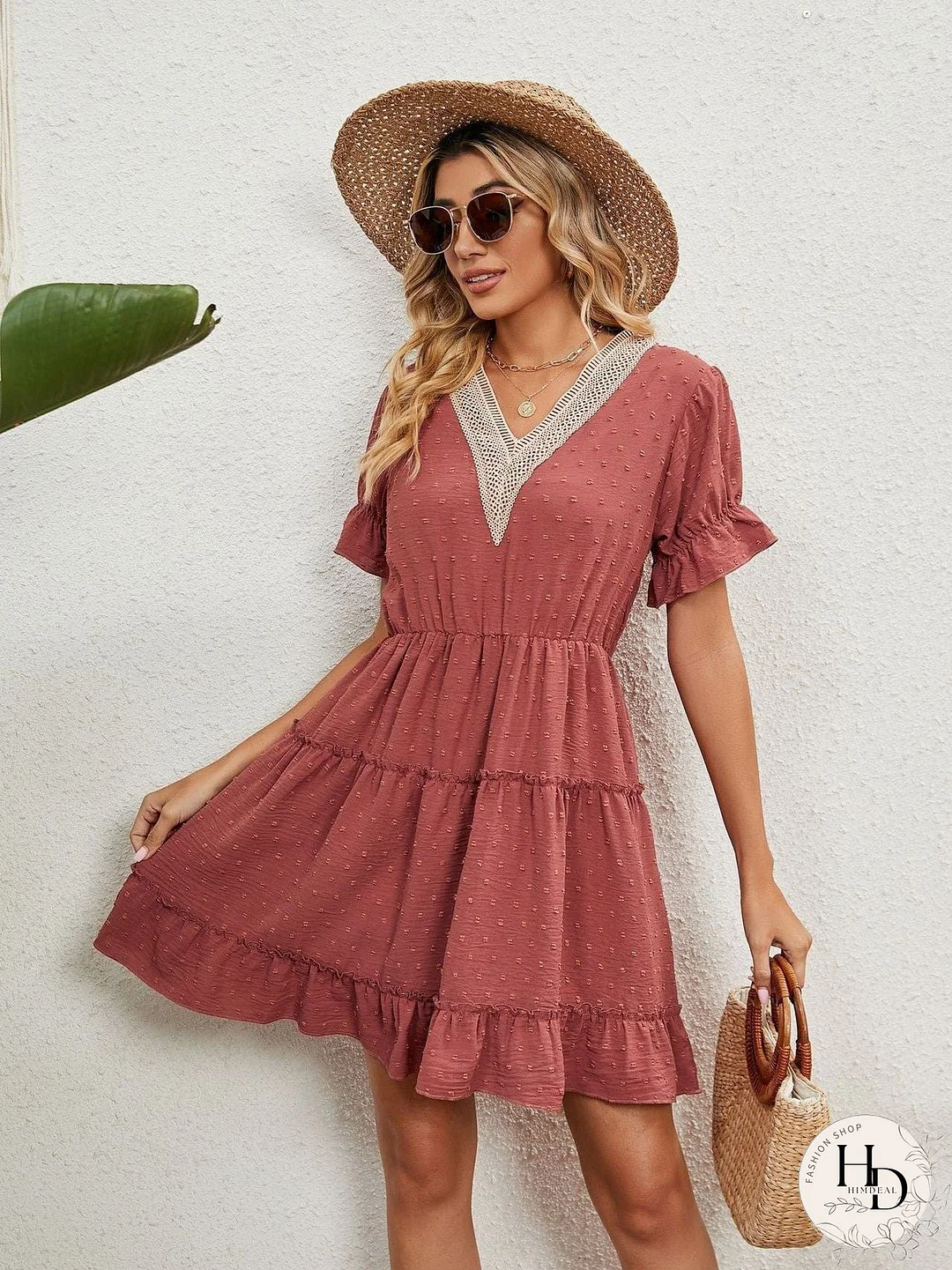 Relaxed Fit V-Neck Summer Dress