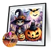 Halloween Chat Et Citrouille-Rond Drill Diamond Painting-30*30CM
