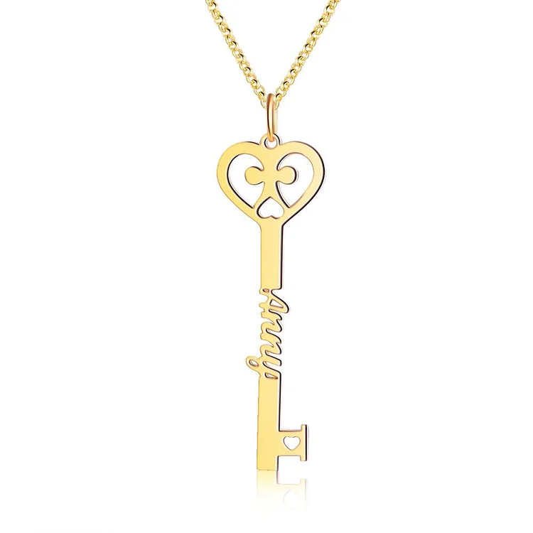 Key-Shaped Name Necklace Personalized Name Necklace Gift For Her