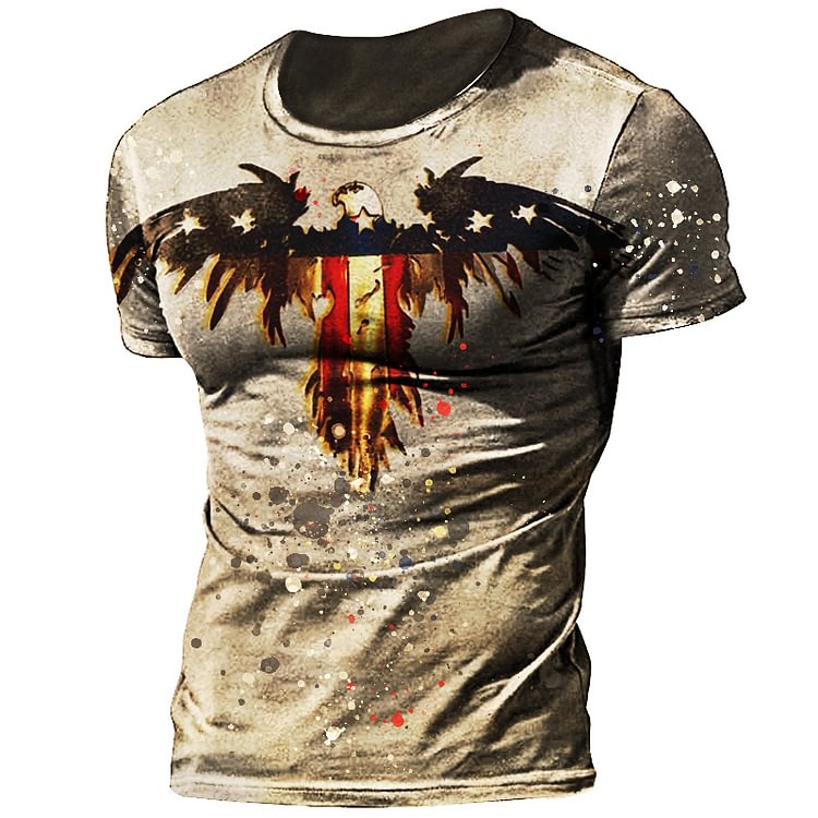 Men's Outdoor American Flag Eagle Retro Tactical T-Shirt