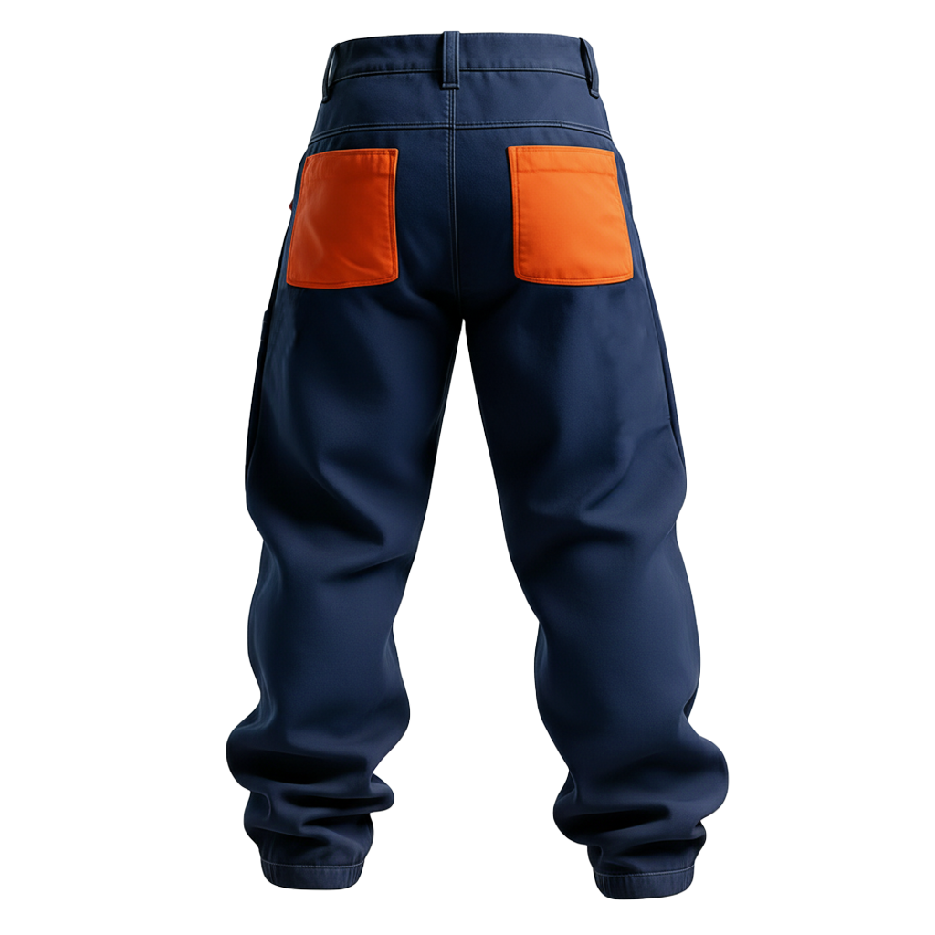 Men's Vintage Outdoor Navy Blue Block Multi-Pocket Cargo Pants