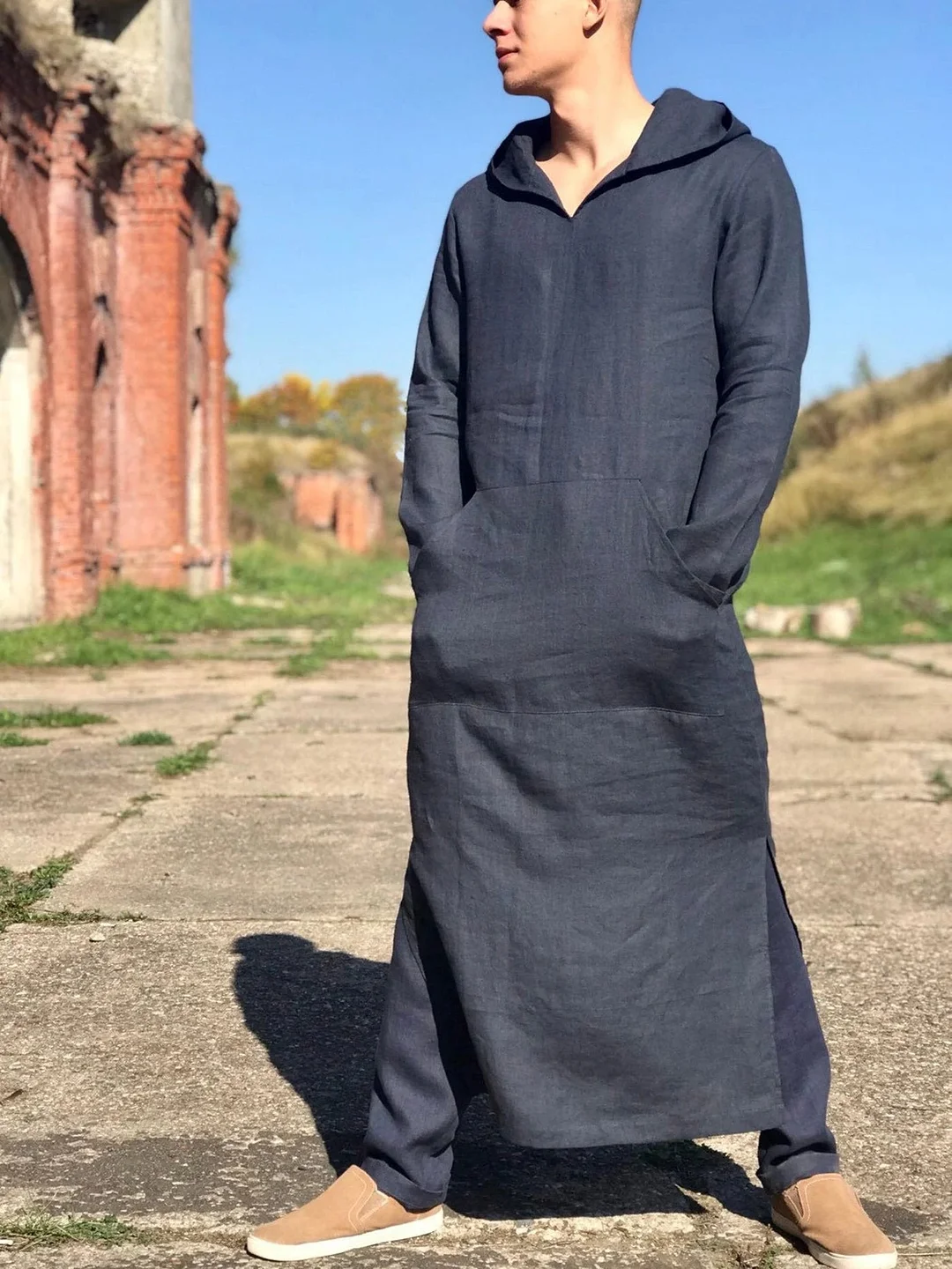 Men's stylish casual black kaftan