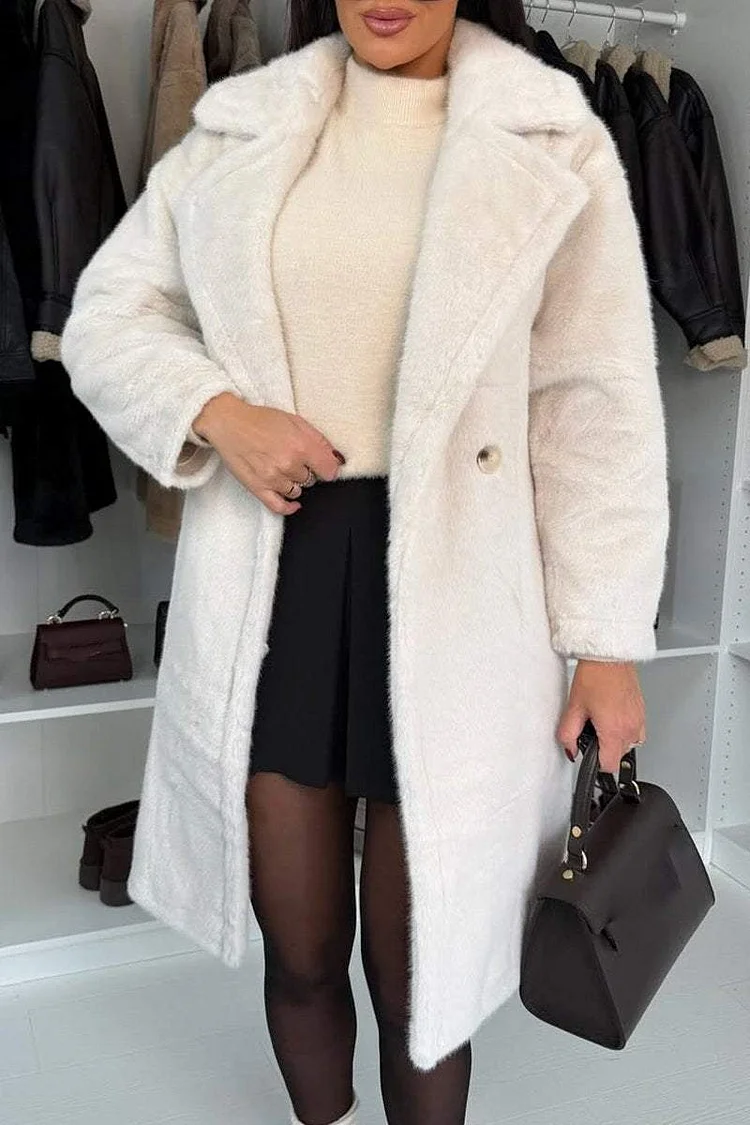 Women's Fur Lapel Casual Long Warm Coat