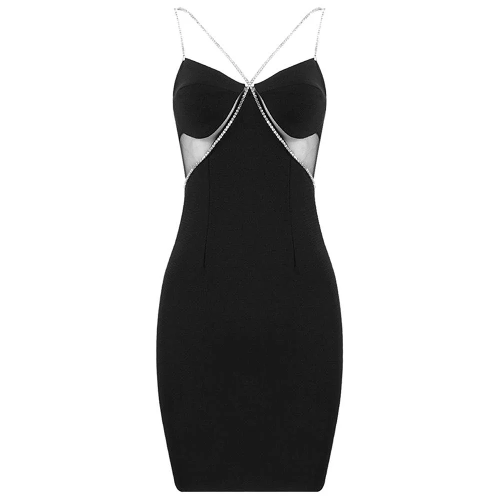 Sexy sling drill strip bandage dress-zachics