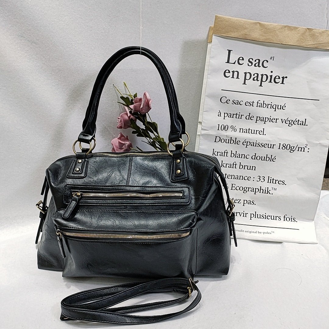 Retro Oil Leather Wax Single Shoulder Slung Woman Bag