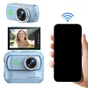 Compact Panoramic Action Camera Anti-Shake WiFi Mini Sports Camera 2.0in Flip Screen with Magnetic Neck Strap for First-person View Shooting