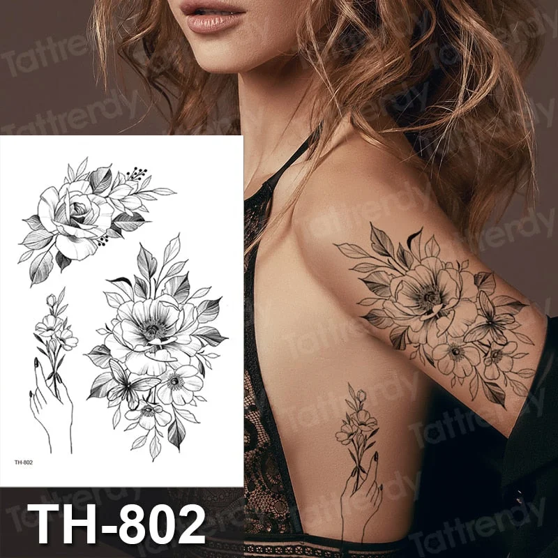 sexy temporary tattoo flower swallow fish tattoo watercolor stretch flower tattoo designs animals waterproof tatoo fake body art