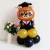 10PCS Graduation Party Decoration Cartoon Black Golden Aluminum Film Latex Balloons Celebration Supplies